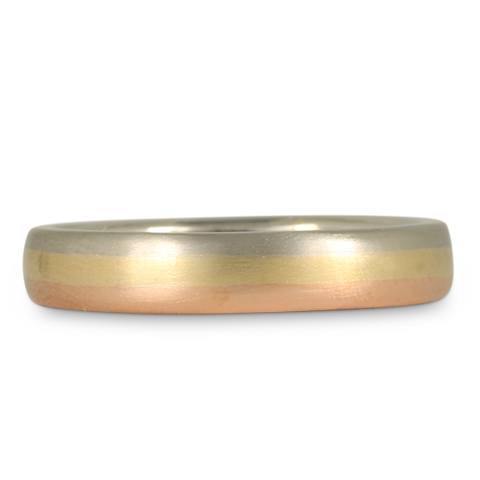 Fairtrade Gold Custom Three Color Wedding Ring in