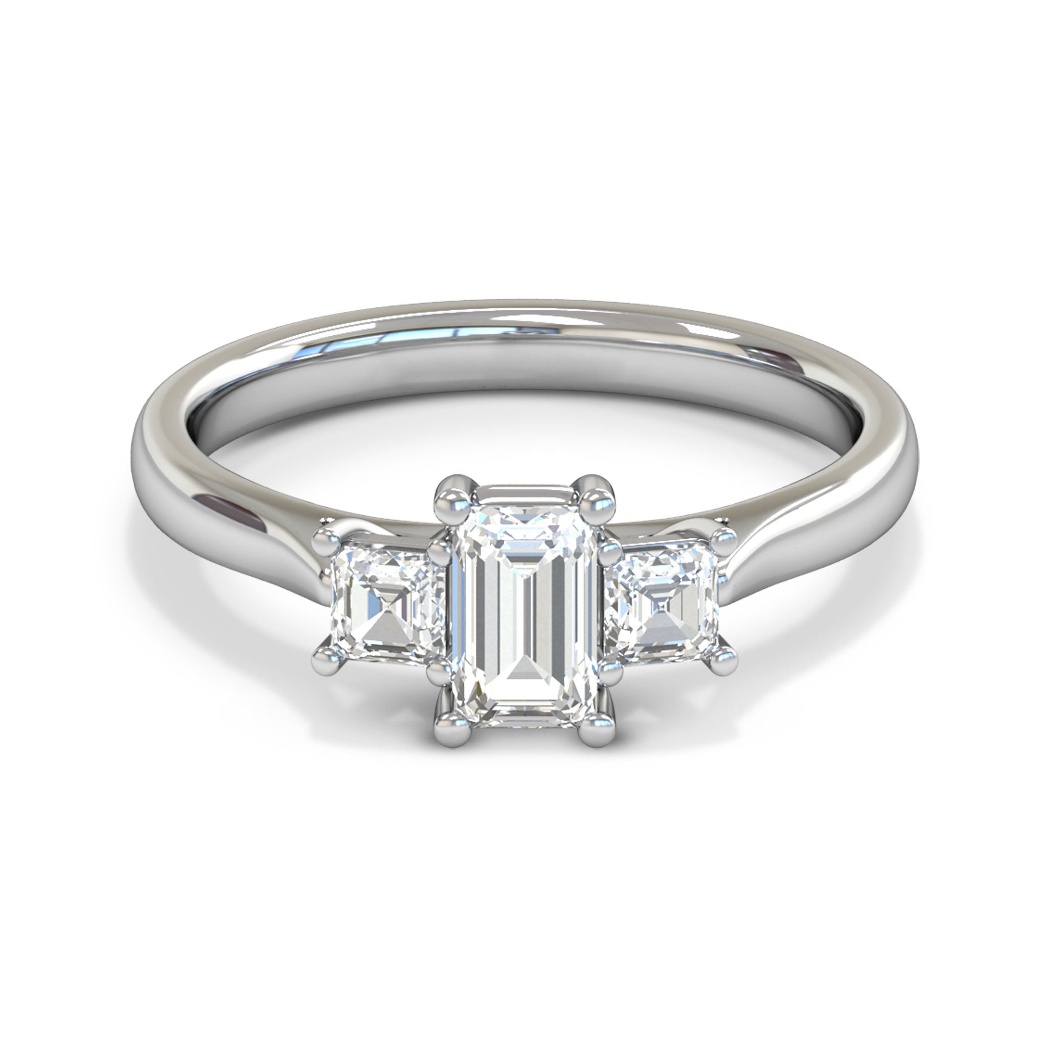 Fairtrade Gold Princess Cut Diamond Trinity Engagement Ring in 18K White Fairtrade Gold