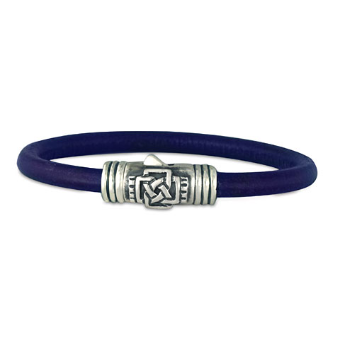 Finn Silver Leather Bracelet in Grape