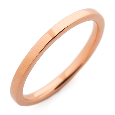 Flat Topped Comfort Fit Wedding Ring 2mm in 14K Rose Gold