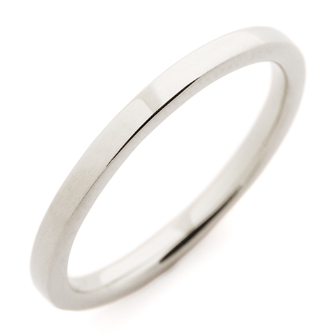 Flat Topped Comfort Fit Wedding Ring 2mm in 14K White Gold