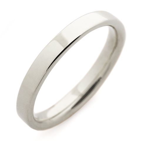 Flat Topped Comfort Fit Wedding Ring 3mm in 14K White Gold