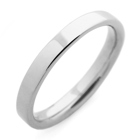 Flat Topped Comfort Fit Wedding Ring 3mm in Platinum