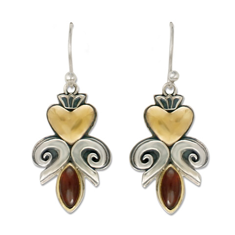 Fleur de lis Heart Earrings in