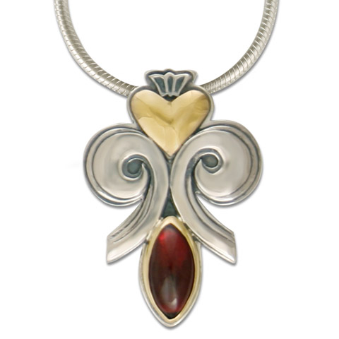 Fleur de lis Heart Pendant in