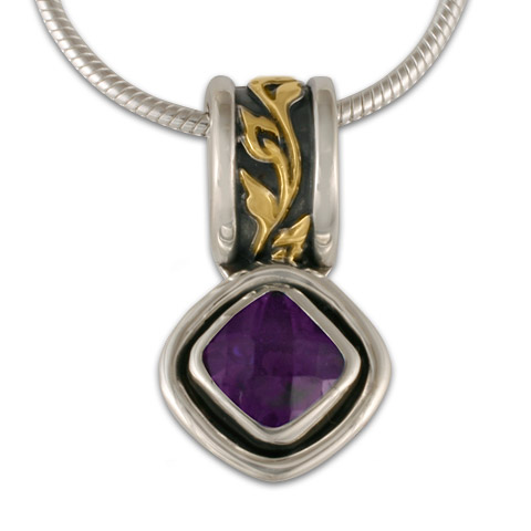 Flores Cushion Pendant in Amethyst