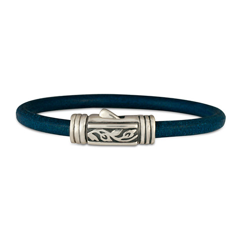 Flores Leather Bracelet in Cobalt