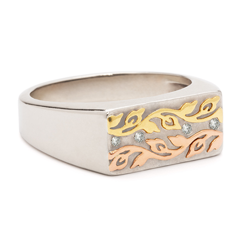 Flores Signet Ring in 14K Gold