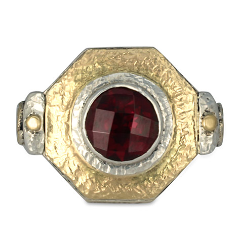 Granada Ring in 14K Gold, Sterling Silver & Garnet