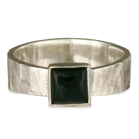 Hammered square ring in Sterling Silver
