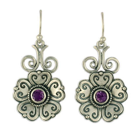 Heart Bloom Earrings in Amethyst