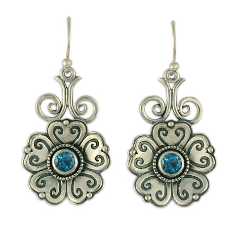 Heart Bloom Earrings in London Blue Topaz