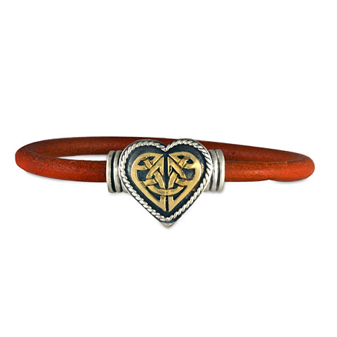 Heart Leather Bracelet in Rust