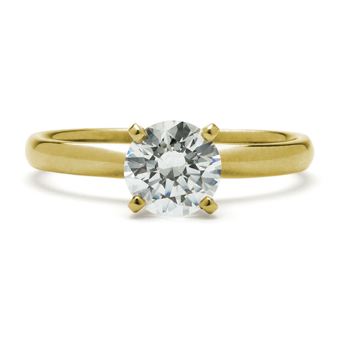 Ideal Solitaire 4-Prong Engagement Ring in 14K Yellow Gold
