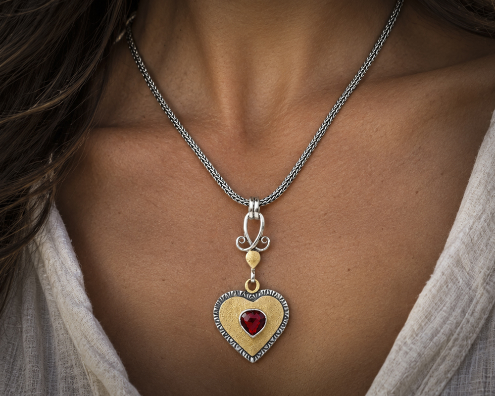 Isabella Pendant in 14K Yellow Gold Design w Sterling Silver Base