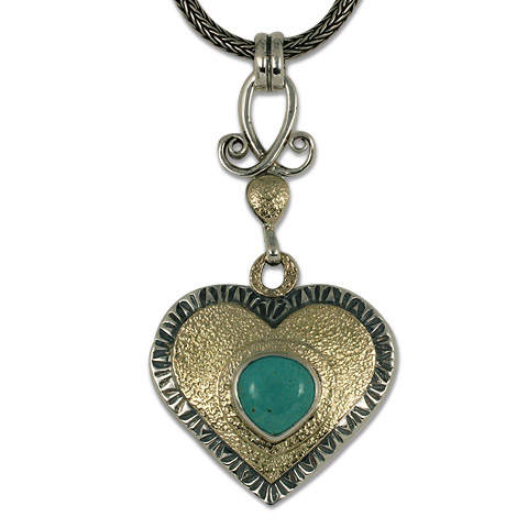 Isabella Pendant with Turquoise in 14K Yellow Gold Design w Sterling Silver Base