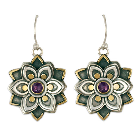 Kamala Earrings with Gem in Amethyst