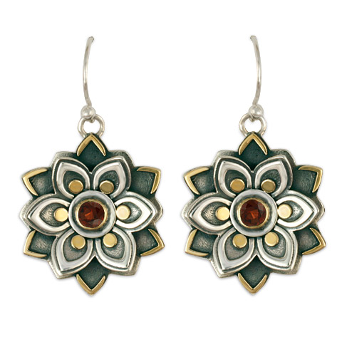 Kamala Earrings with Gem in Garnet