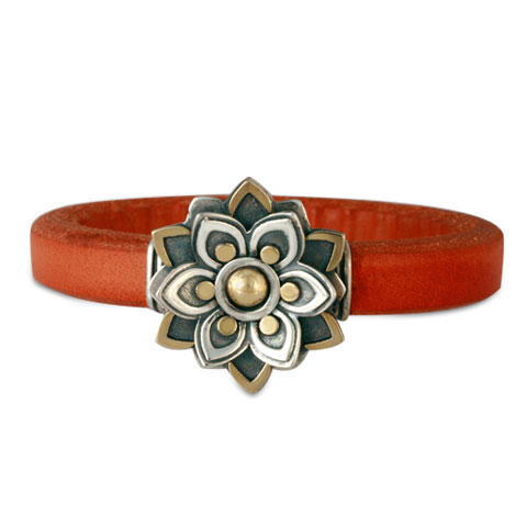 Kamala Leather Bracelet in Orange Leather