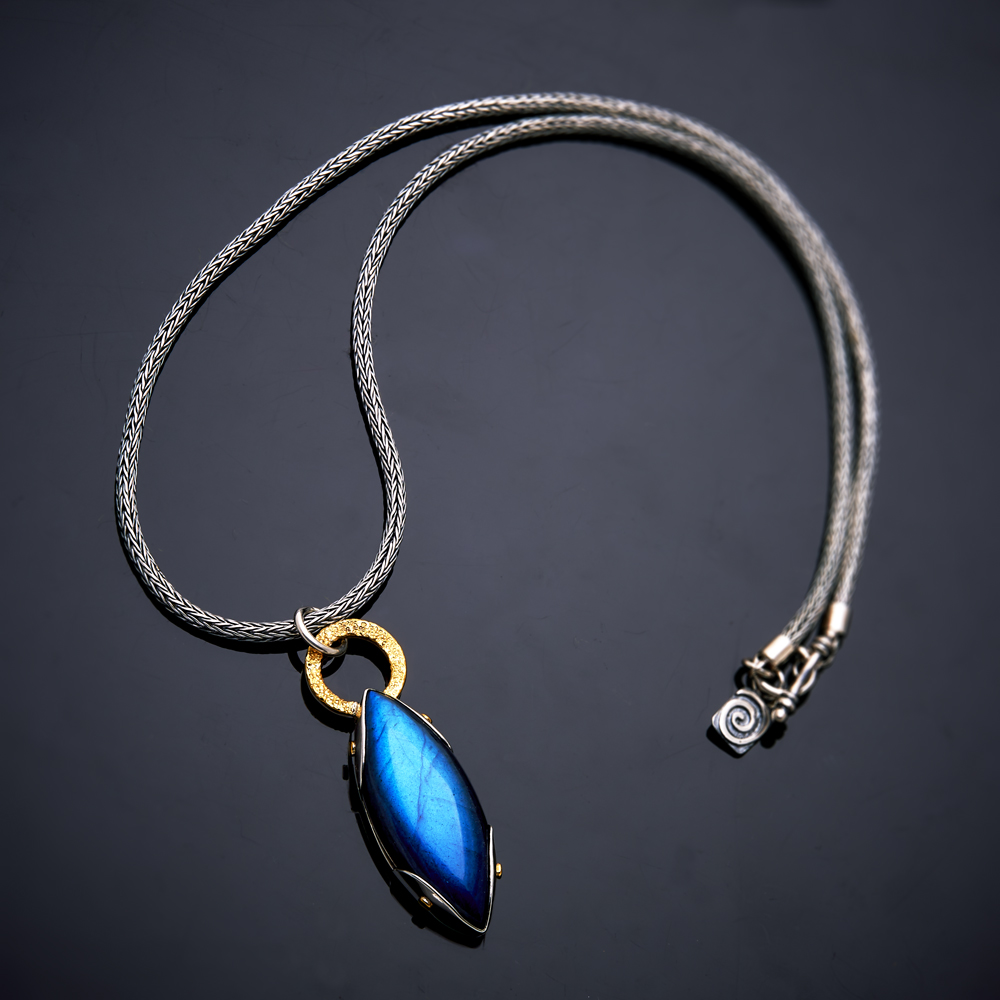 Labradorite Marquise Pendant in