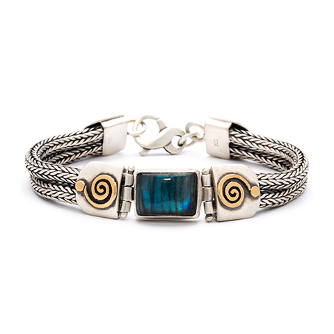 Labradorite Spiral Dot Bracelet in