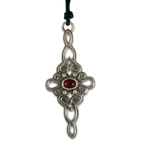 Lovinity Pendant with Gem in Adjustable Leather Cord