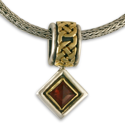 Luna Square Pendant in Garnet