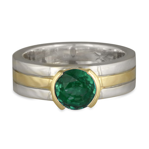 Marcello Engagement Ring in Emerald, Sterling & 18K Gold