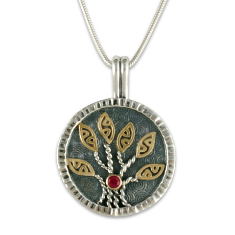 Moon Tree Pendant in Garnet