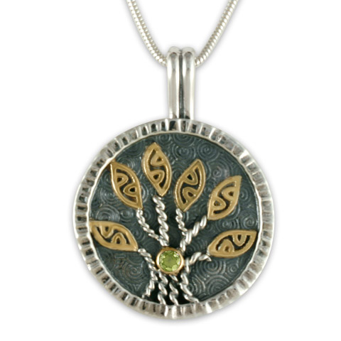 Moon Tree Pendant in Peridot