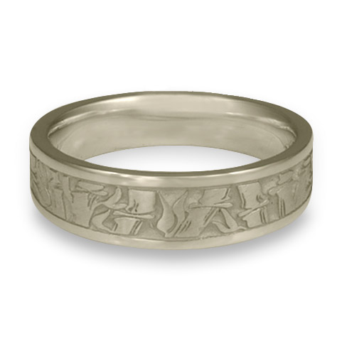 Narrow Bamboo Wedding Ring in 14K White Gold