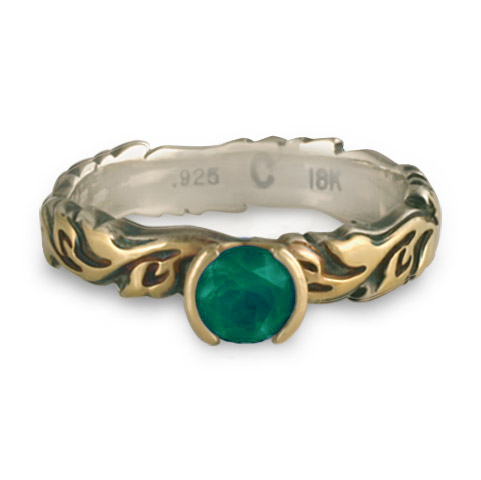 Narrow Borderless Flores Engagement Ring in Emerald