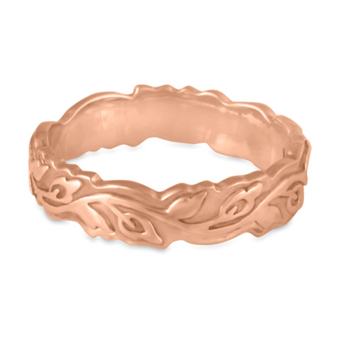 Narrow Borderless Flores Wedding Ring in 14K Rose Gold