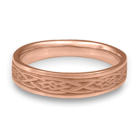 Narrow Celtic Diamond Wedding Ring in 14K Rose Gold