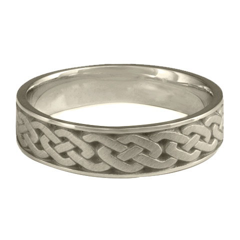 Narrow Celtic Link Wedding Ring in 14K White Gold