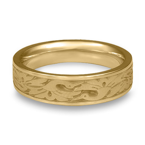 Narrow Cranes Wedding Ring in 14K Yellow Gold