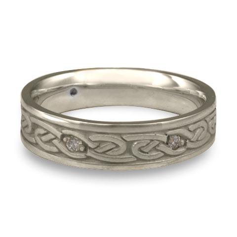 Narrow Infinity Wedding Ring with Gems in Platinum