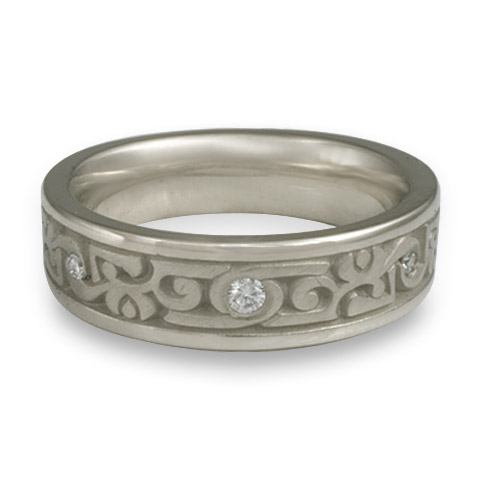 Narrow Luna Wedding Ring with Gems in Platinum