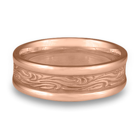Narrow Self Bordered Starry Night Wedding Ring in 14K Rose Gold