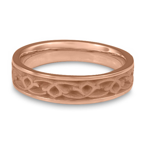 Narrow Water Lilies Wedding Ring in 14K Rose Gold