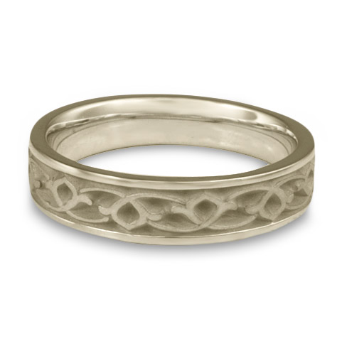 Narrow Water Lilies Wedding Ring in Platinum