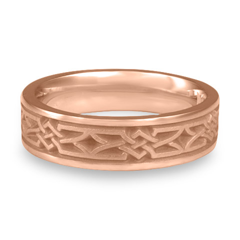 Narrow Weaving Stars Wedding Ring in 14K Rose Gold