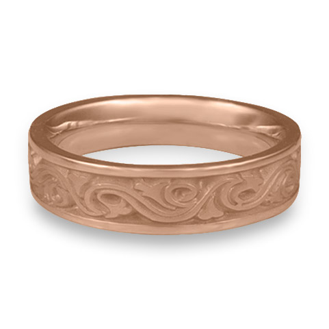 Narrow Wind and Waves Wedding Ring in 14K Rose Gold