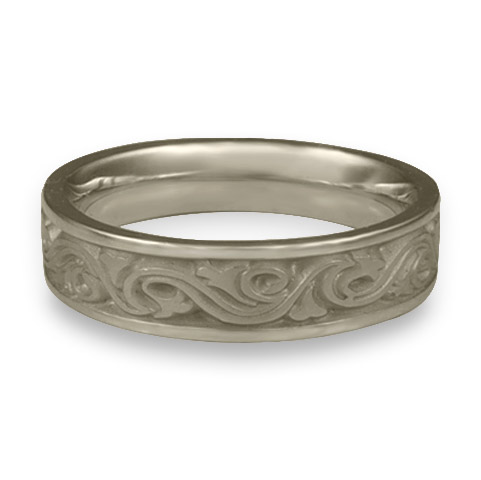 Narrow Wind and Waves Wedding Ring in 14K White Gold