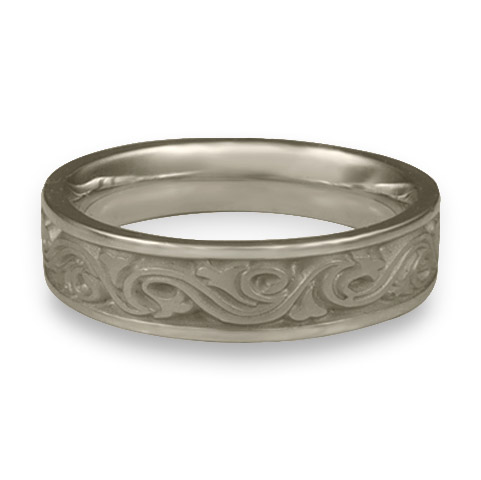 Narrow Wind and Waves Wedding Ring in Stainless Steel