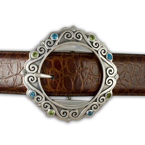 Odyssey Belt Buckle in Peridot and London Blue Topaz