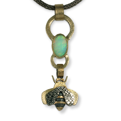 One-of-a-Kind Bee Pendant with Ethiopian Opal in