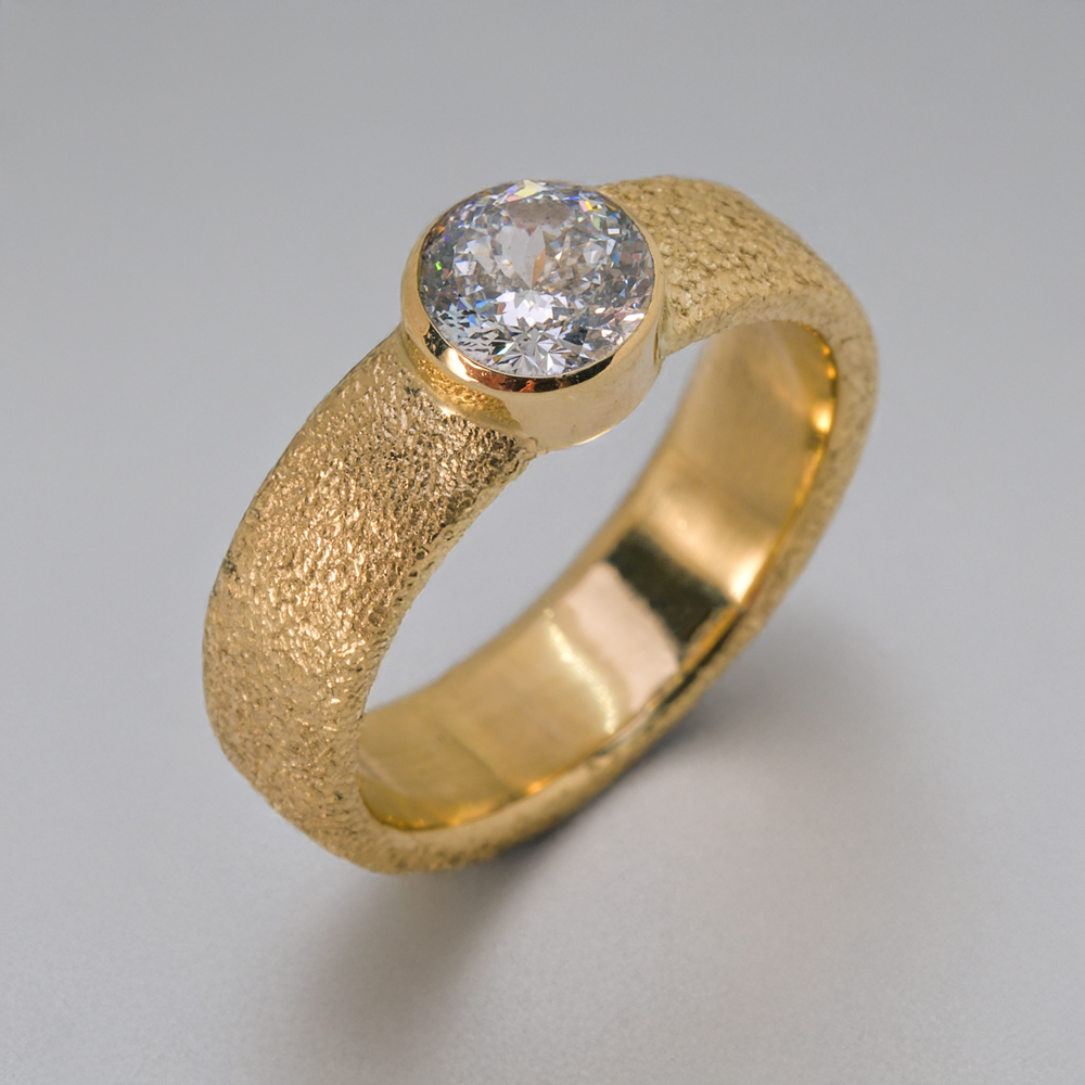One-of-a-Kind Classic Comfort Fit Engagement Ring with Portuguese-Cut Diamond in