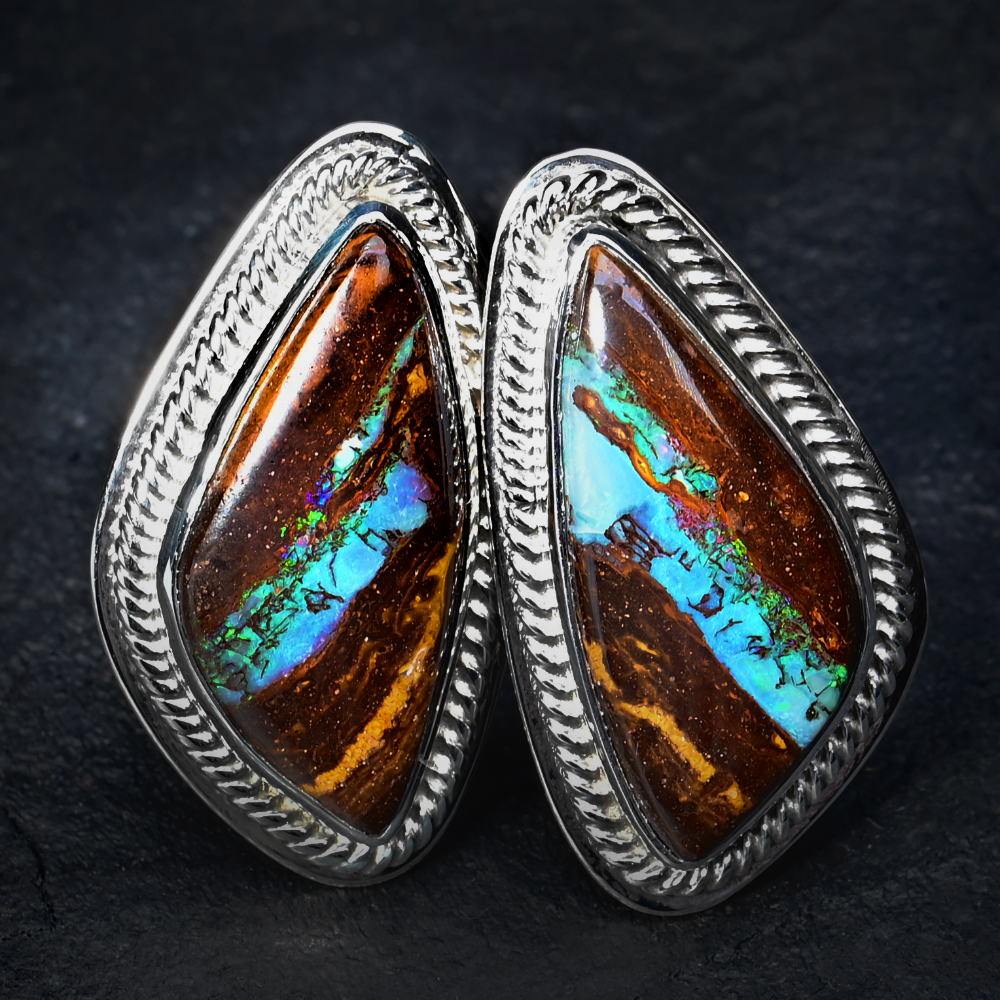 One-of-a-Kind Cufflinks with Opalized Wood in