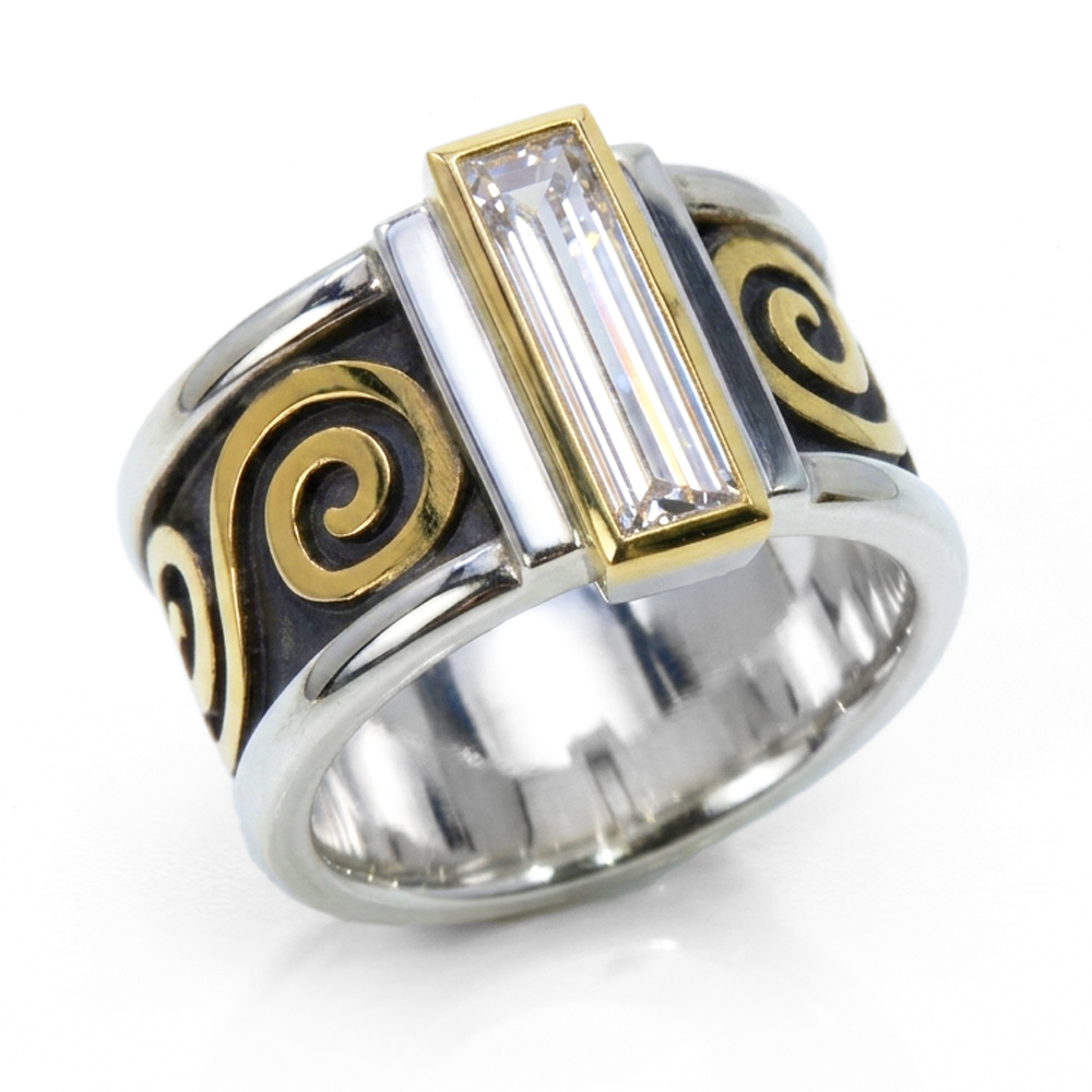 One-of-a-Kind Keltie Ring with Baguette Diamond in